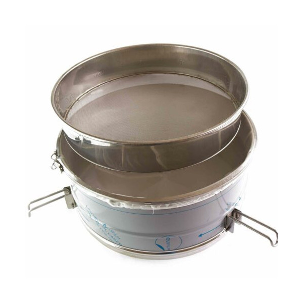 Filtro doppio grande, con sacco nylon e prefiltro, per 200-400 kg, inox