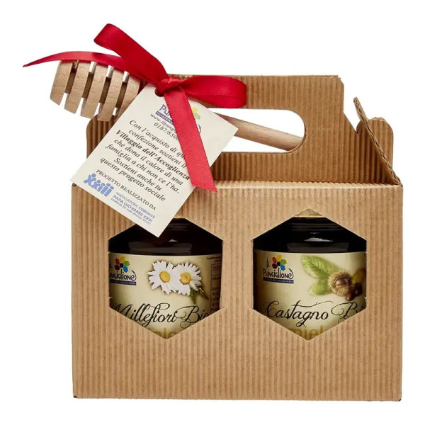 CONFEZIONE REGALO MIELE BIO&SOLIDAL 2X250 G CASTAGNO/MILLEFIORI